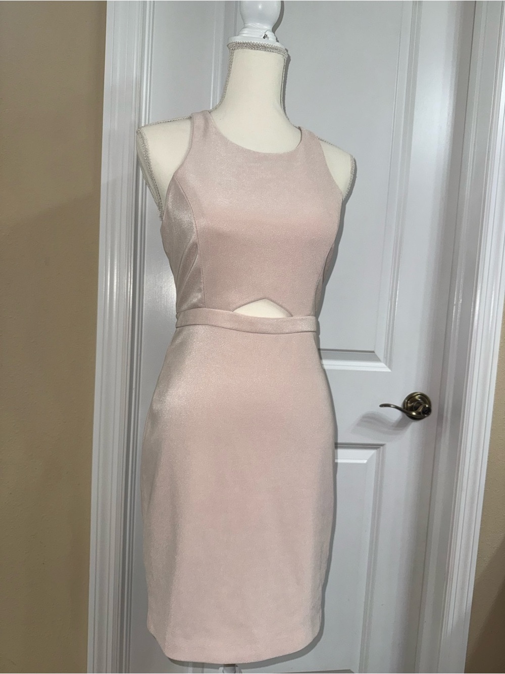 Guess Blush Pink Mini Sheath Dress with Front Cutout